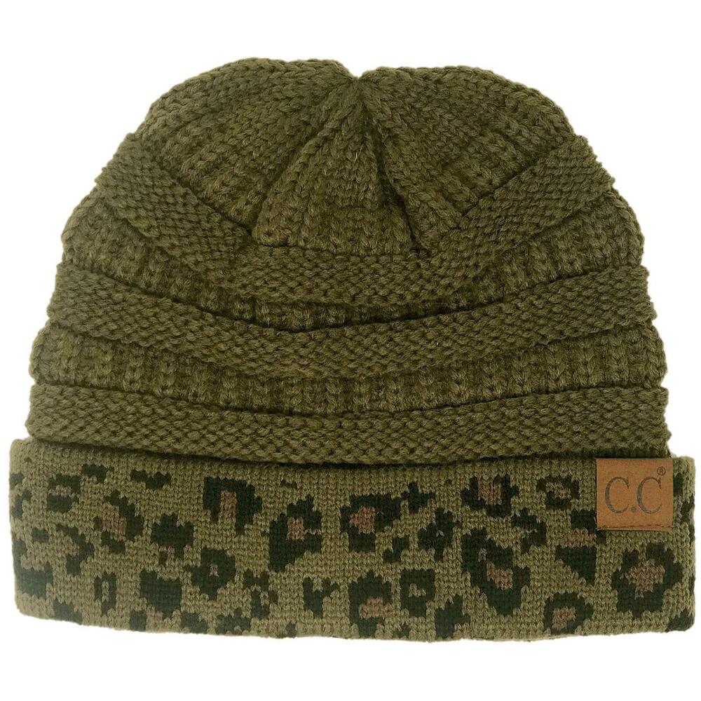 9472 CC Winter Fall Trendy Chunky Stretchy Cable Knit Beanie Hat Leopard